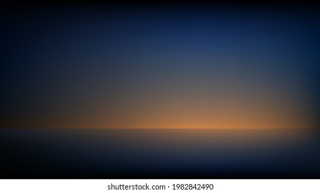Empty dark blue studio  gradient background  Abstract empty room illuminated by orange light  Smooth blurred backdrop for displaying products  Vector illustration