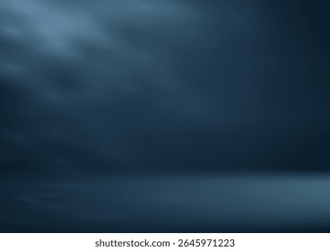Empty Dark Blue studio room background with shadow leaves. Space for selling products on the website. Vector illustration.