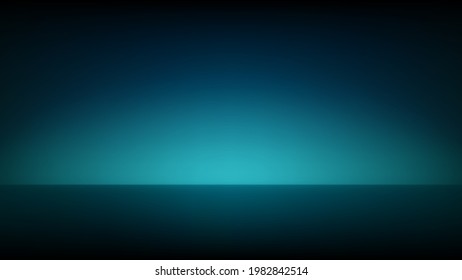 Empty dark blue studio. Smooth blurred gradient background. Abstract empty illuminated room. Backdrop for displaying products. Vector illustration