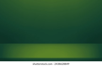 Fondo de sala de estudio verde oscuro vacío. Diseño limpio para mostrar el producto. Espacio para la venta de productos en el sitio web. Ilustración vectorial.