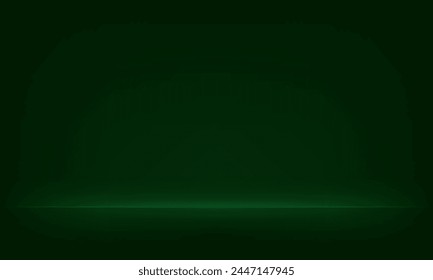 Empty Dark green studio room background. Template mock up for display of product, Business backdrop. Vector illustration.