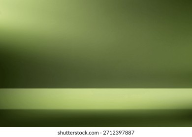 Leere Dunkelgrüne Studioraum Hintergrund Raum für den Verkauf von Produkten, Hintergrund, Tapete, Hintergrund, Text. Leeres Studio mit Tisch. Vektorgrafik.