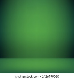 Empty Dark Green Studio Well With Gradient Mesh, Vector Illustration