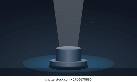 Podio oscuro vacío con foco para la presentación de la exhibición del producto. Utilice esta plataforma vacía para sala de estudio y espacio. Ideal para la comercialización y promoción, y la presentación de premios.