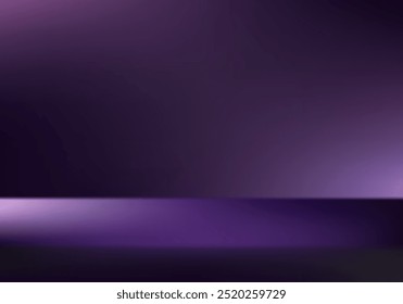 Empty dark purple studio room background. Gray background vector 3d with podium. Space for selling products on the website. Vector illustration.