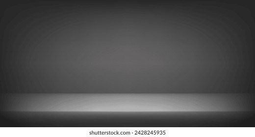 Empty dark room. Black studio room background. Clean design for displaying product. Space for selling products on the website. Vector illustration.