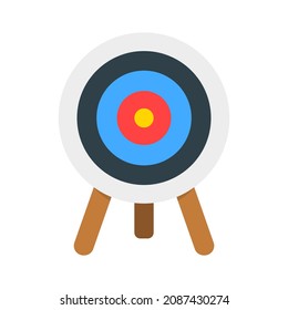 Empty dartboard on tripod isolated on white background. Archery target ring for sport or business infographic. Vector cartoon illustration.