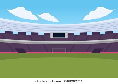 Empty Day Time Football Soccer Field Stadium Detailed Vector Illustration for Background