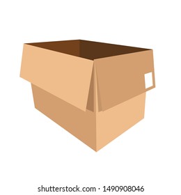 Empty delivery packaging set cardboard box  vector illustration.