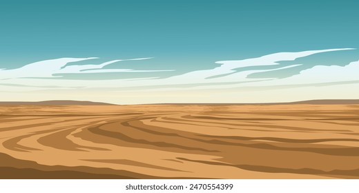 Empty desert nature background with clouds