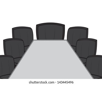 Empty desk in conference room with chairs 