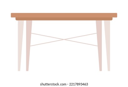 Objeto vectorial de color semiplano de escritorio vacío. Mesa en el lugar de trabajo. Elemento editable. Elemento de tamaño completo sobre blanco. Mobiliario simple ilustración de estilo de dibujos animados para diseño gráfico web y animación