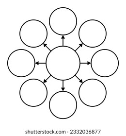 leeres Diagramm acht Kreise mit Pfeilen, Vektorgrafik 