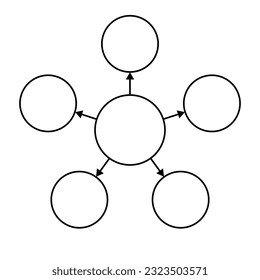 empty diagram five circles with arrows, vector illustration 