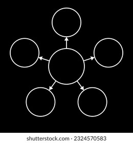empty diagram five circles with arrows, vector illustration 