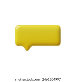 An empty dialog box with a rectangular shape. Vector 3D illustration of a message box. Yellow color chat bubble on isolated background for social media communication.