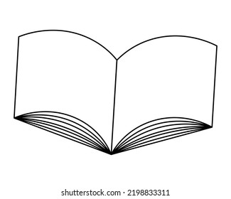 Empty diary for notes. View from above. Sketch. Vector illustration. Opened notebook for writing. Coloring book for children. Doodle style. Outline on isolated background. School theme. 