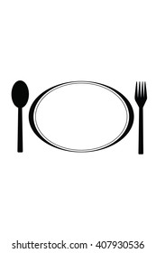 Empty dish, fork and spoon placed alongside.vector illustration