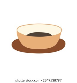 Empty dish, plate and bowl for food isolated colored doodle style icon. Vector illustration design for art, cover, print, menu, postcards, banner and social media post.