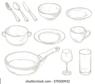 Empty dishes set 
