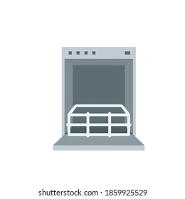Icono de lavavajillas vacío. Imagen de cliente aislada en fondo blanco.