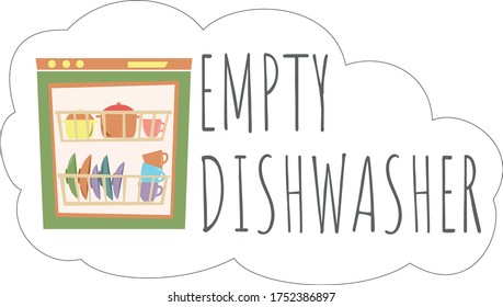 Empty dishwasher. Dishwasher. Wash up