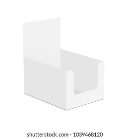 Empty Display Box Mockup Isolated On White Background - Half Side View. Vector Illustration