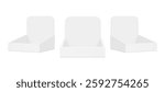 Empty Display Boxes Mockups With Round Top, Front Side View, Isolated On White Background. Vector Illustration