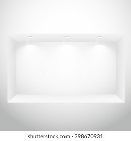 empty display window with spot lights