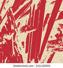 Empty Distressed Scarlet Background. Grunge Red Texture For your Design. Bloody artistic template. EPs10 vector