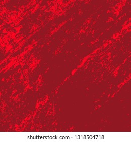 Empty Distressed Scarlet Background. Grunge Red Texture For your Design. Bloody artistic template. EPs10 vector