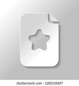 Empty document, favourite note, list with star, icon. Paper style with shadow on gray background