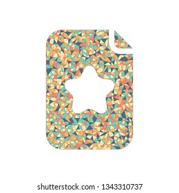Empty document, favourite note, list with star, icon. Colored mosaic with polygons