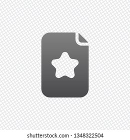 Empty document, favourite note, list with star, icon. On grid background