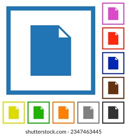 Empty document sheet solid flat color icons in square frames on white background