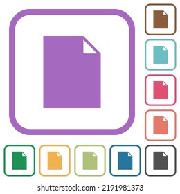 Empty document sheet solid simple icons in color rounded square frames on white background