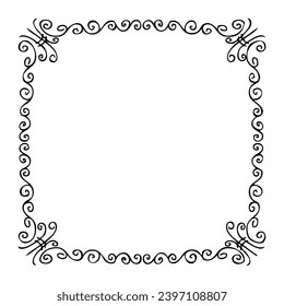 Empty doodle square frame. Perfect for sticker, postcard, poster. Hand drawn vector illustration for decor and design.



