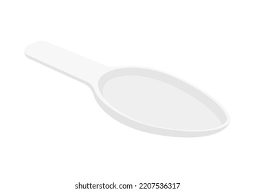 Empty Dosage Spoon For Baby Cough Syrup Or Mixture. Measuring Spoon For Oral Liquid Medicine Isolated On White Background. Vector Cartoon Illustration.