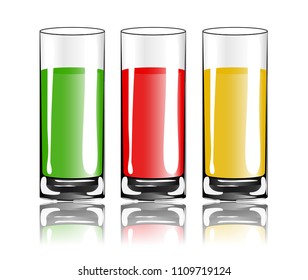 Empty drinking glass cup with juice. isolated. Vector illustration.