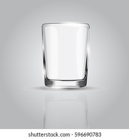 Empty drinking glass cup on grey background