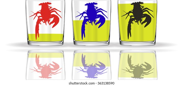 Empty drinking glass cup. Transparent glass. Juice drinks.  Vector illustration . 
