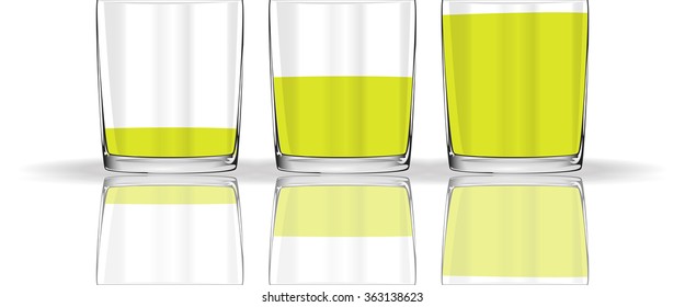 Empty drinking glass cup. Transparent glass. Juice drinks.  Vector illustration . 