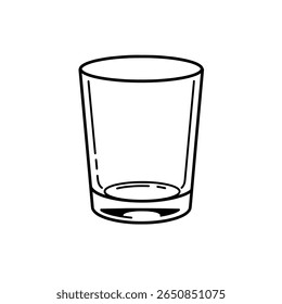 Borde de vaso de beber vacío. Icono simple del arte de la línea de la taza o del vaso.