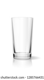 Empty drinking glass realistic cup on white background