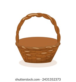 Empty Easter basket. Flat Easter symbol illustration card. Stock vector isolated on white