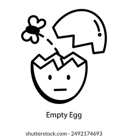 Empty egg with blank face mascot, doodle icon 