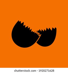 Empty Egg Shell Icon. Black on Orange Background. Vector Illustration.