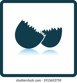 Empty Egg Shell Icon. Square Shadow Reflection Design. Vector Illustration.