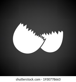 Empty Egg Shell Icon. White on Black Background. Vector Illustration.
