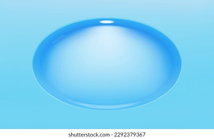 Empty ellipse niche or shelf on blue wall with led light 3D mockup. Shop, gallery showcase to present product. Blank retail storage space. Interior design furniture. Living room shelf